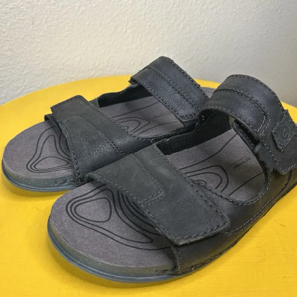 Clarks Crestview Men’s Size 8.5 Leather Extreme Comfort Black Easy Slide Sandals